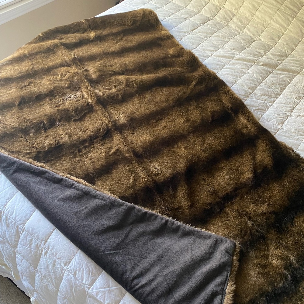 Lap size faux fur blanket. Never used, in excellent condition.